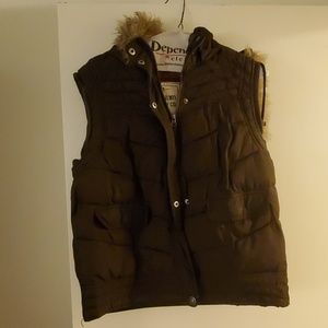 Brown, fur hooded vest